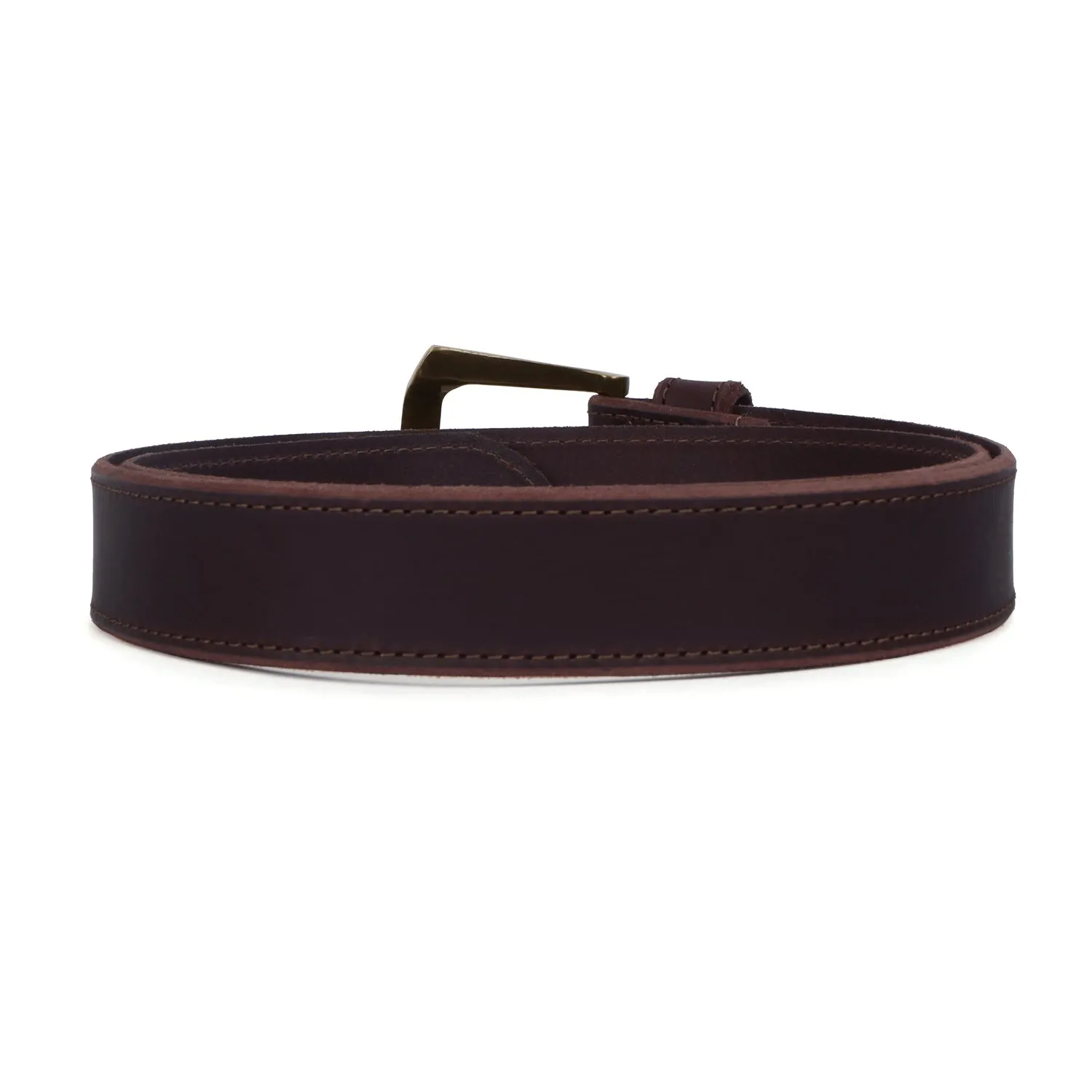 12 Gauge Shell Design Casual Belt Dark Brown Leather With Smokey Finsh Gold Buckle