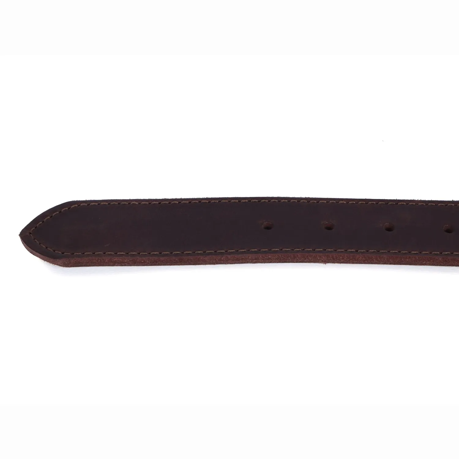 12 Gauge Shell Design Casual Belt Dark Brown Leather With Smokey Finsh Gold Buckle