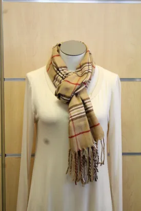ADO | Cashmere Wrap Scarf Plaid Brown & Red