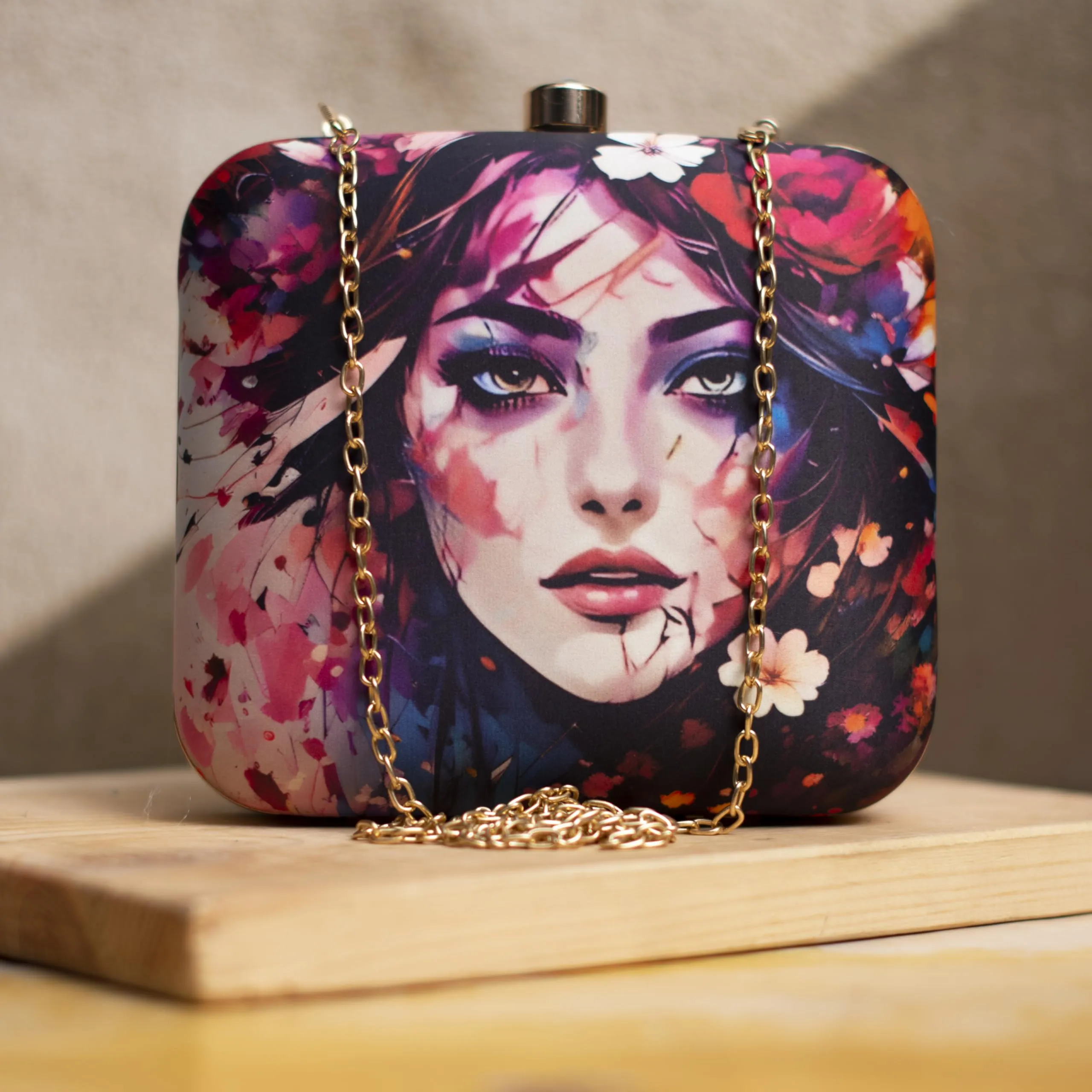 Artklim Girl Portrait Printed Clutch