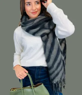 Black Zebra Cashmere Blend Blanket Scarf