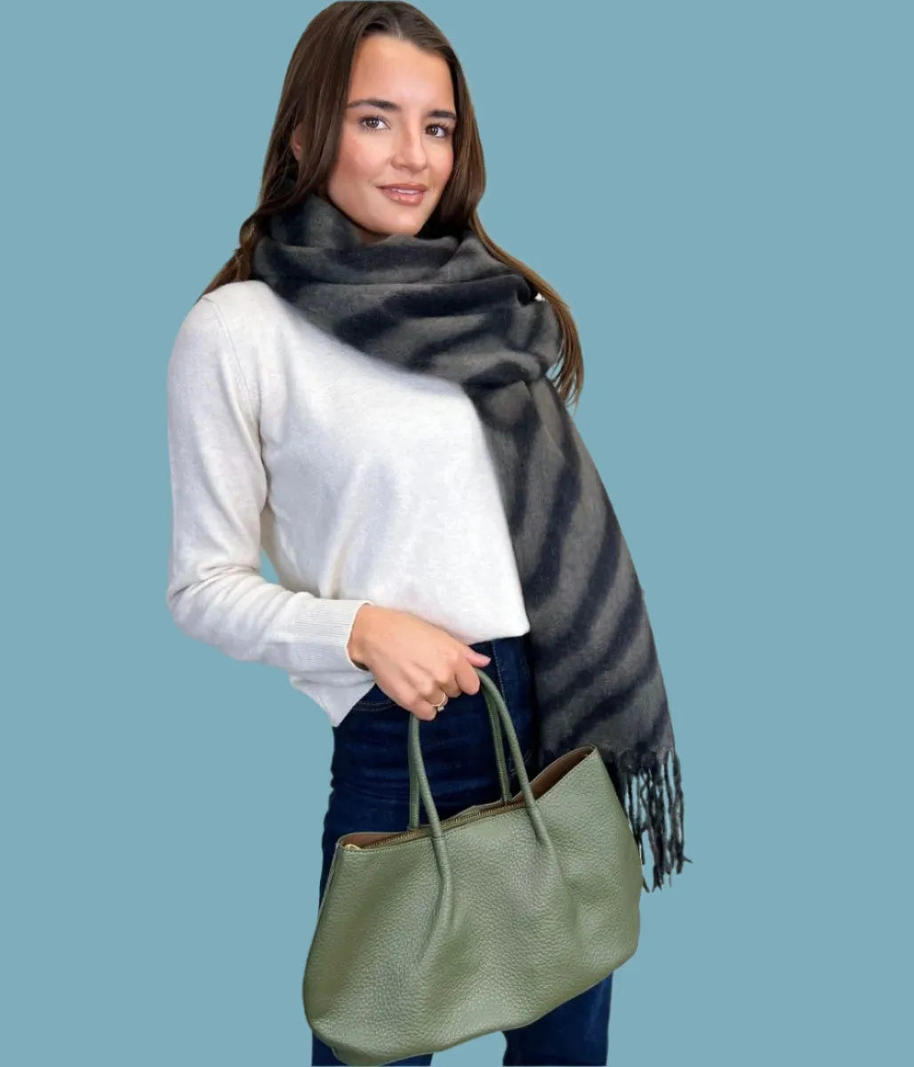 Black Zebra Cashmere Blend Blanket Scarf