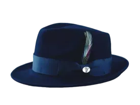 Bruno Capelo Blue Men's Wool Hat Hudson Lite Felt Fedora Hat