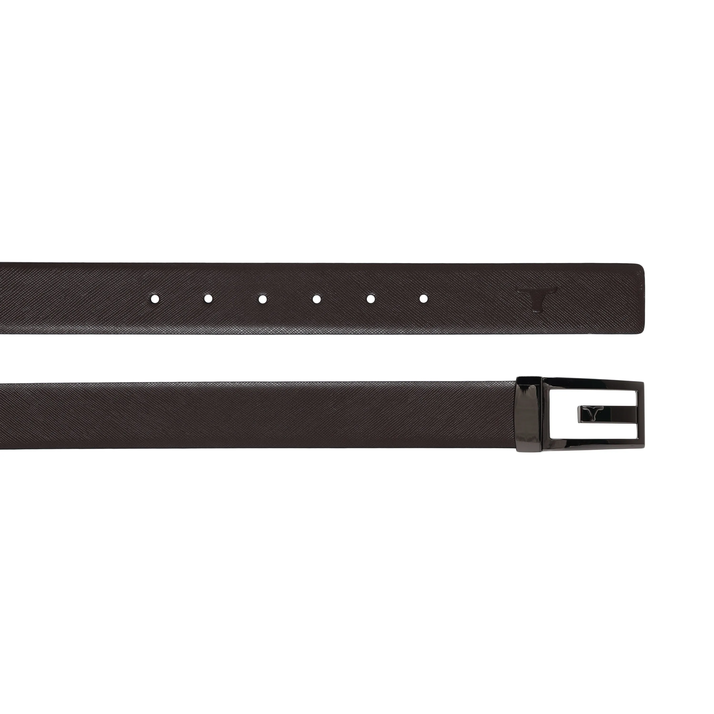Bulchee Men's Genuine Leather Reversible Flat Buckle Belt (Formal, Brown/Black) BUL2216B