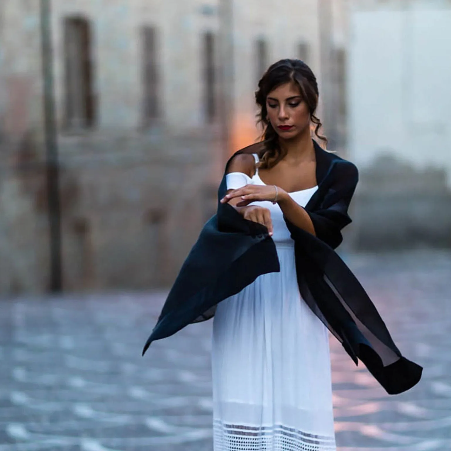 Carmen - Silk Scarf/Shawl - Black