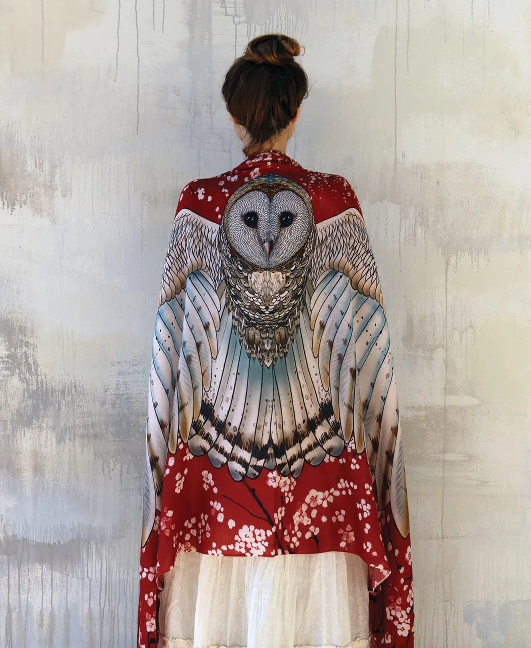 Cherry Blossom Barn Owl Shawl