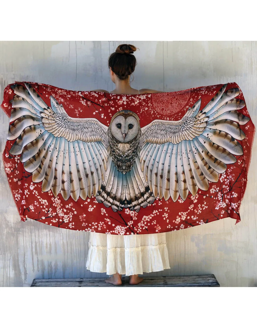 Cherry Blossom Barn Owl Shawl