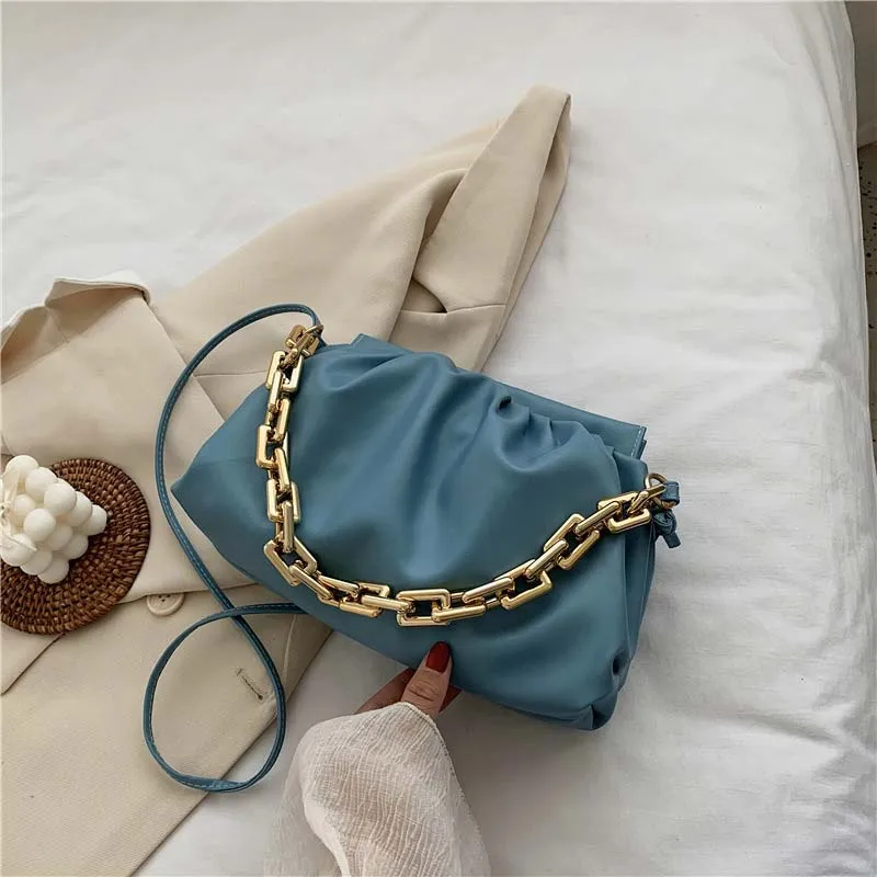 Christmas Gift Thick Chain Crossbody Shoulder Bag Luxury Handbag Women Bags Designer Leather Clutches Retro Cloud Pouch Bag Women Totes Bag