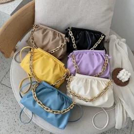 Christmas Gift Thick Chain Crossbody Shoulder Bag Luxury Handbag Women Bags Designer Leather Clutches Retro Cloud Pouch Bag Women Totes Bag