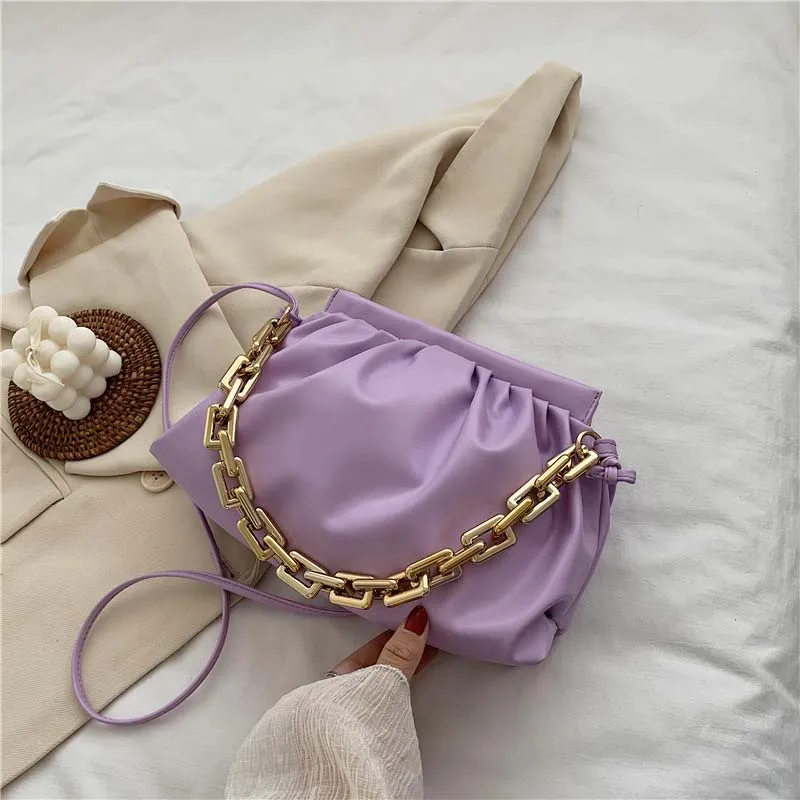 Christmas Gift Thick Chain Crossbody Shoulder Bag Luxury Handbag Women Bags Designer Leather Clutches Retro Cloud Pouch Bag Women Totes Bag