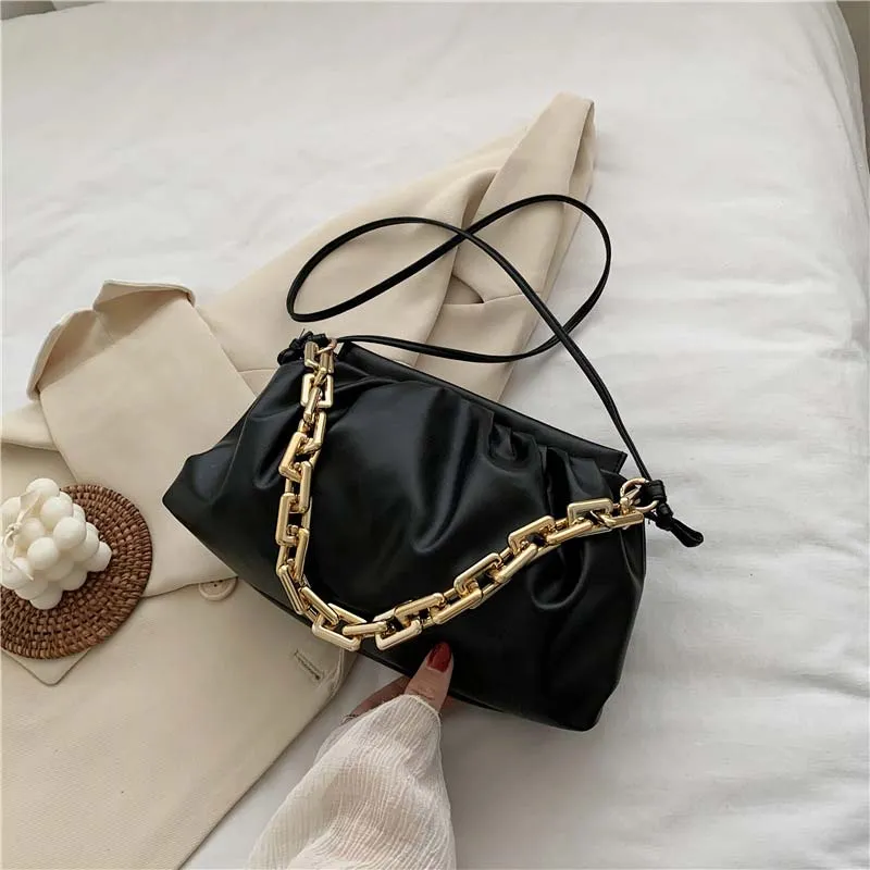 Christmas Gift Thick Chain Crossbody Shoulder Bag Luxury Handbag Women Bags Designer Leather Clutches Retro Cloud Pouch Bag Women Totes Bag