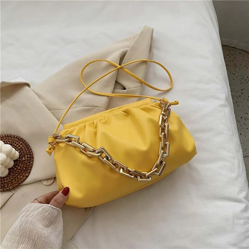 Christmas Gift Thick Chain Crossbody Shoulder Bag Luxury Handbag Women Bags Designer Leather Clutches Retro Cloud Pouch Bag Women Totes Bag