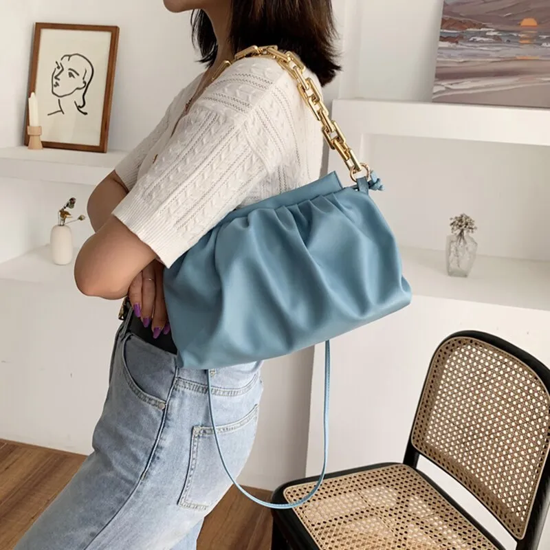 Christmas Gift Thick Chain Crossbody Shoulder Bag Luxury Handbag Women Bags Designer Leather Clutches Retro Cloud Pouch Bag Women Totes Bag
