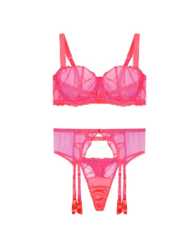 Cleo Luxury Balcony Bra, Strap Thong and Suspender Belt