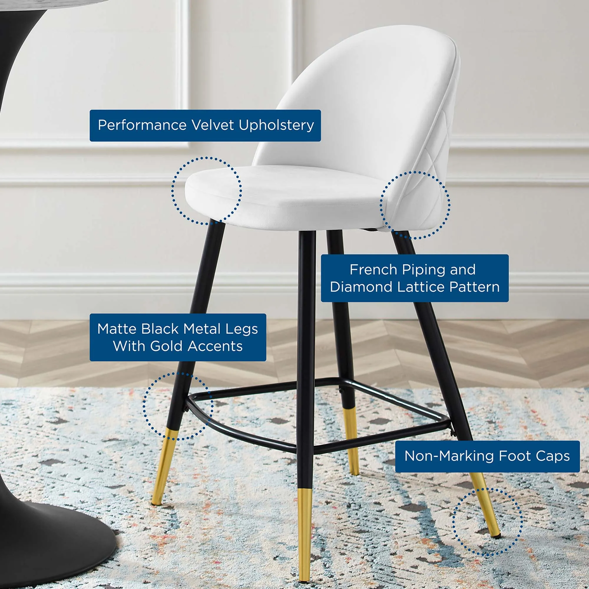Cordial Performance Velvet Counter Stools Set of 2 by Modway