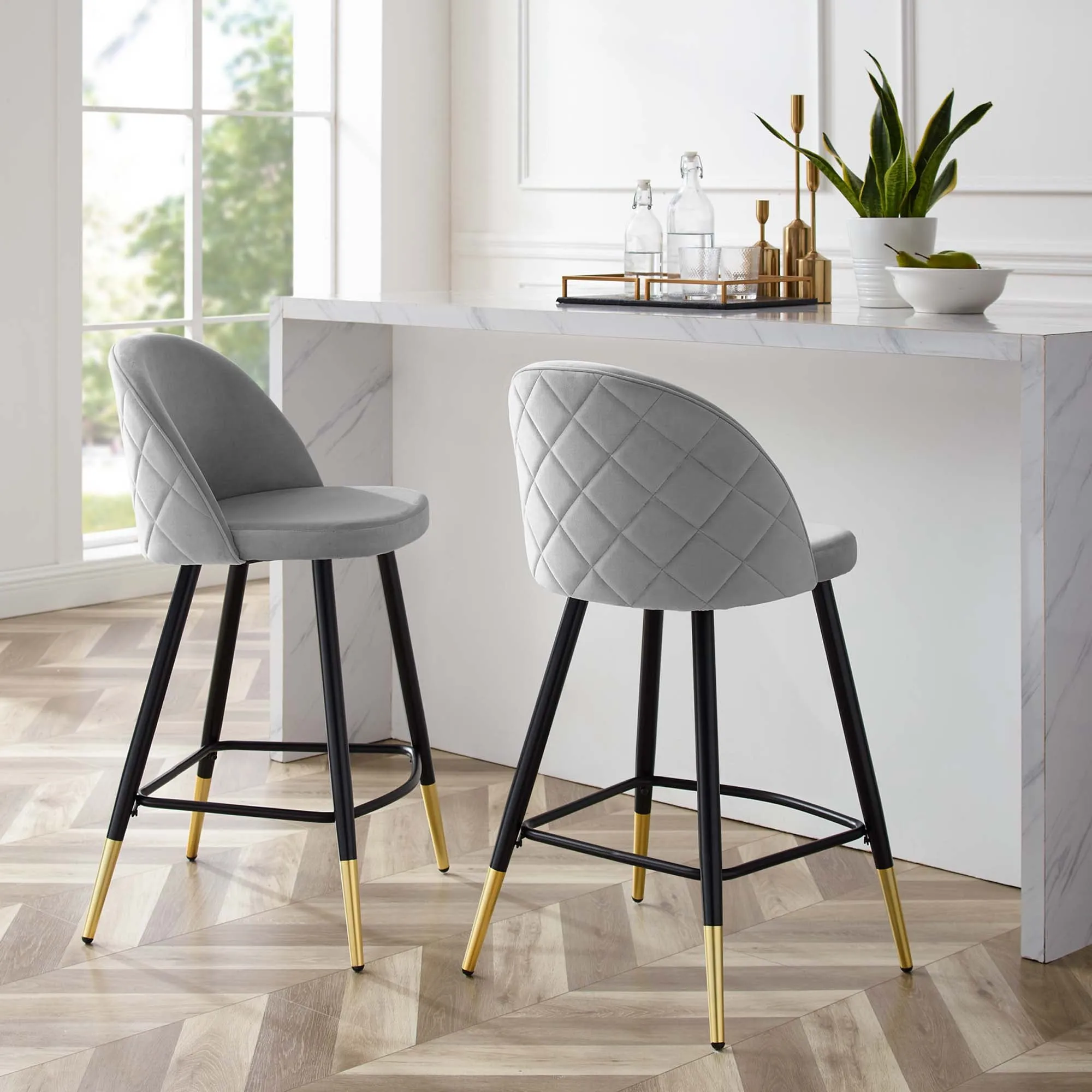 Cordial Performance Velvet Counter Stools Set of 2 by Modway