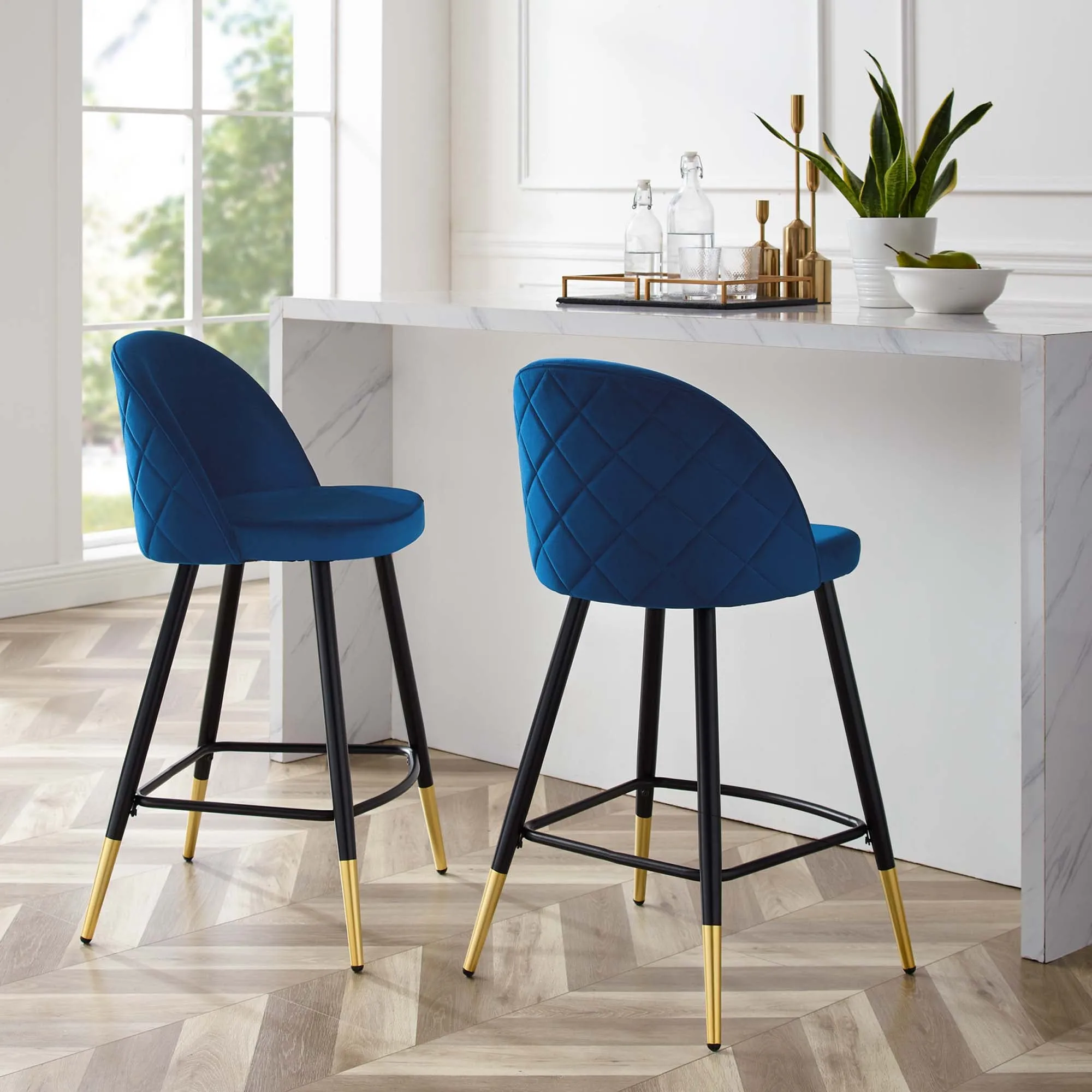Cordial Performance Velvet Counter Stools Set of 2 by Modway