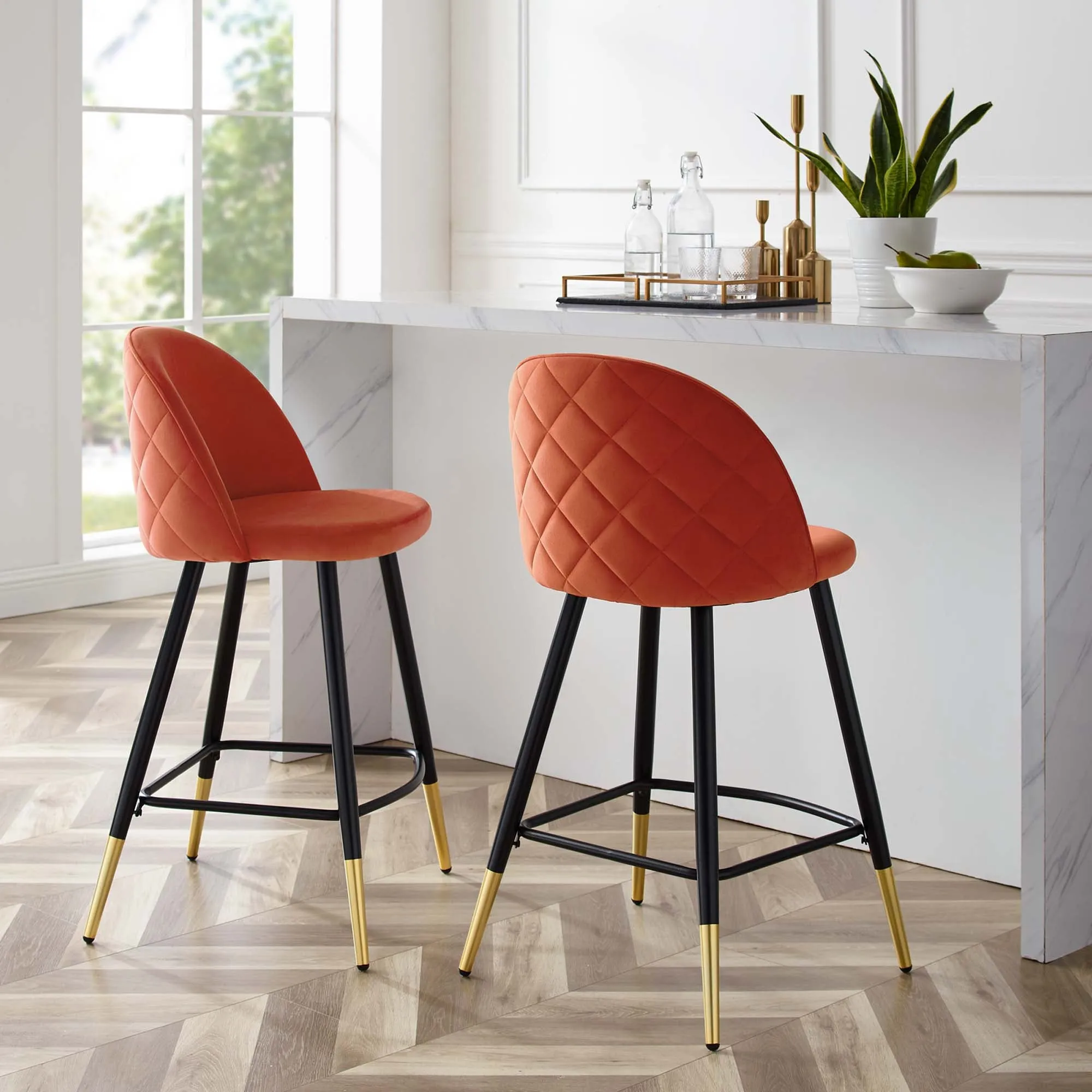 Cordial Performance Velvet Counter Stools Set of 2 by Modway