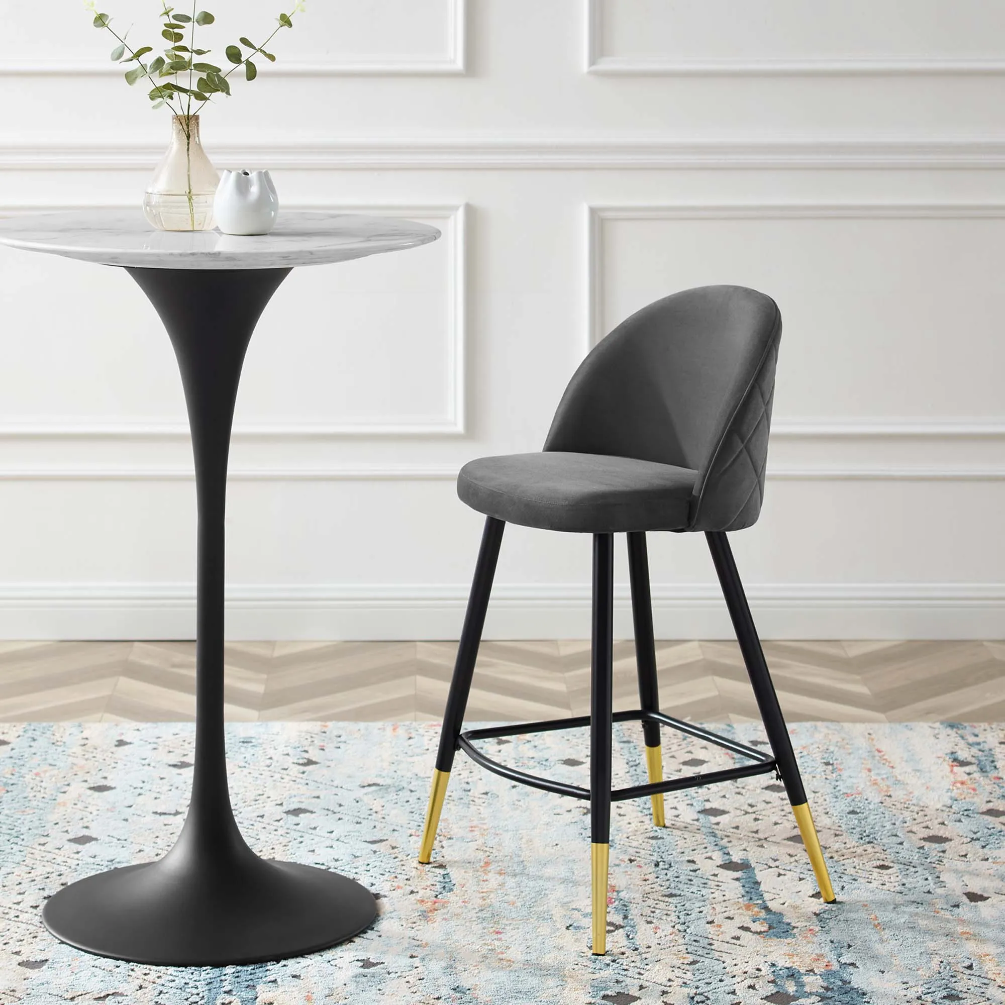Cordial Performance Velvet Counter Stools Set of 2 by Modway