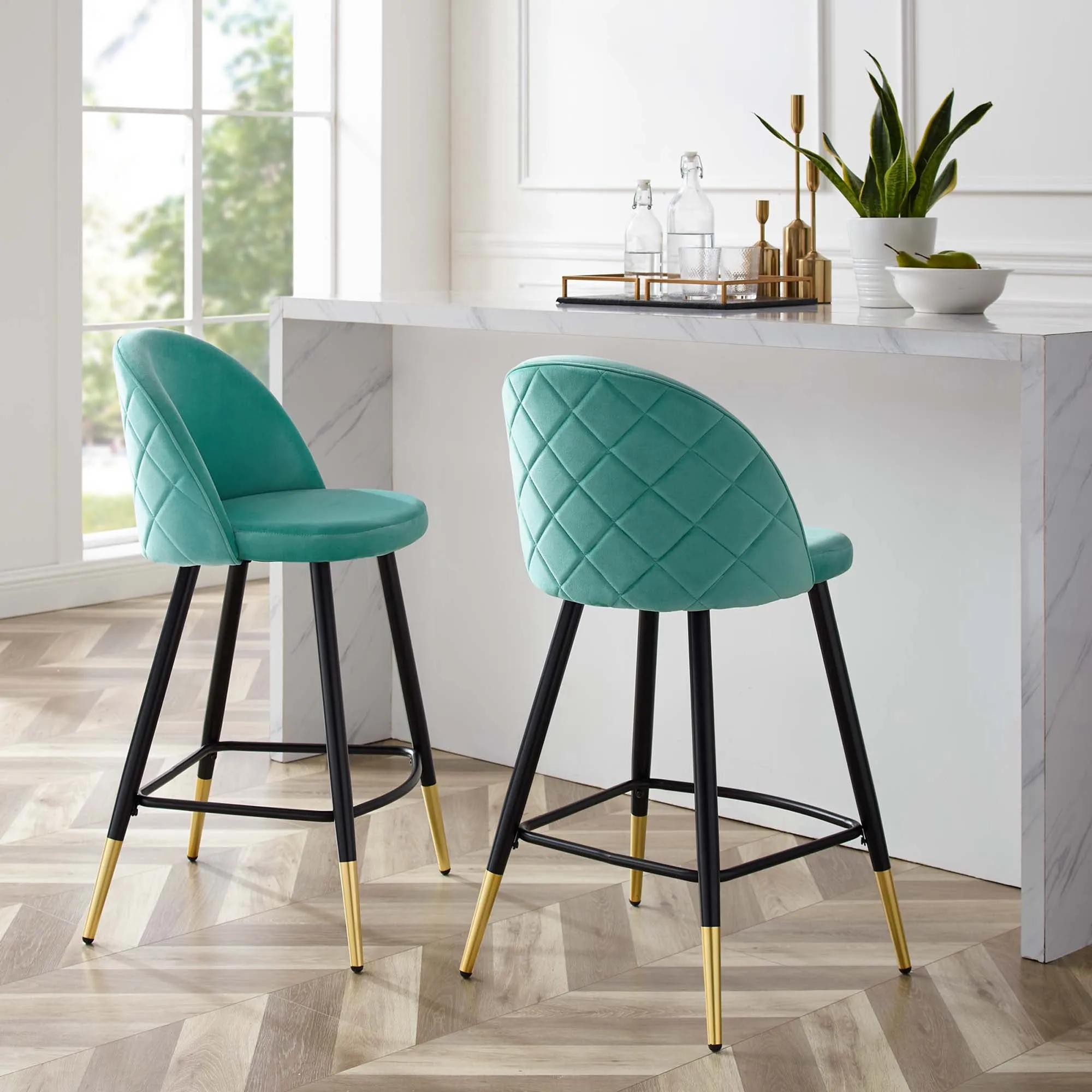 Cordial Performance Velvet Counter Stools Set of 2 by Modway