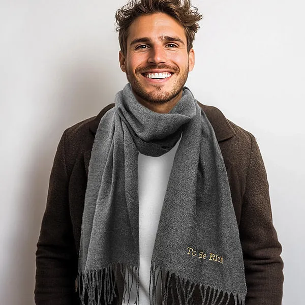 Custom Super Soft Warm Scarf with Embroidered Birth Flower and Text Personalized Fashion Accessory Birthday Christmas Gift for Couple Family