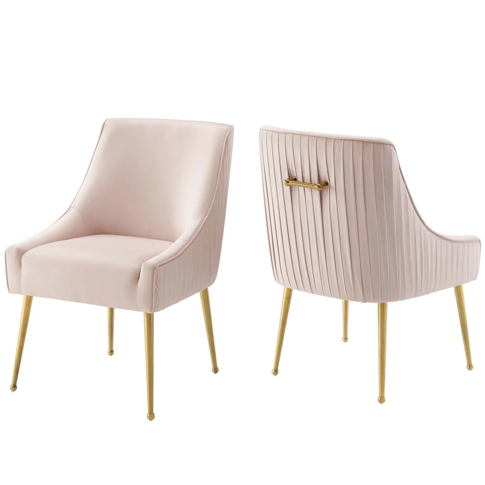 Discern Pleated Back Upholstered Performance Velvet Dining Chair Set of 2 by Modway