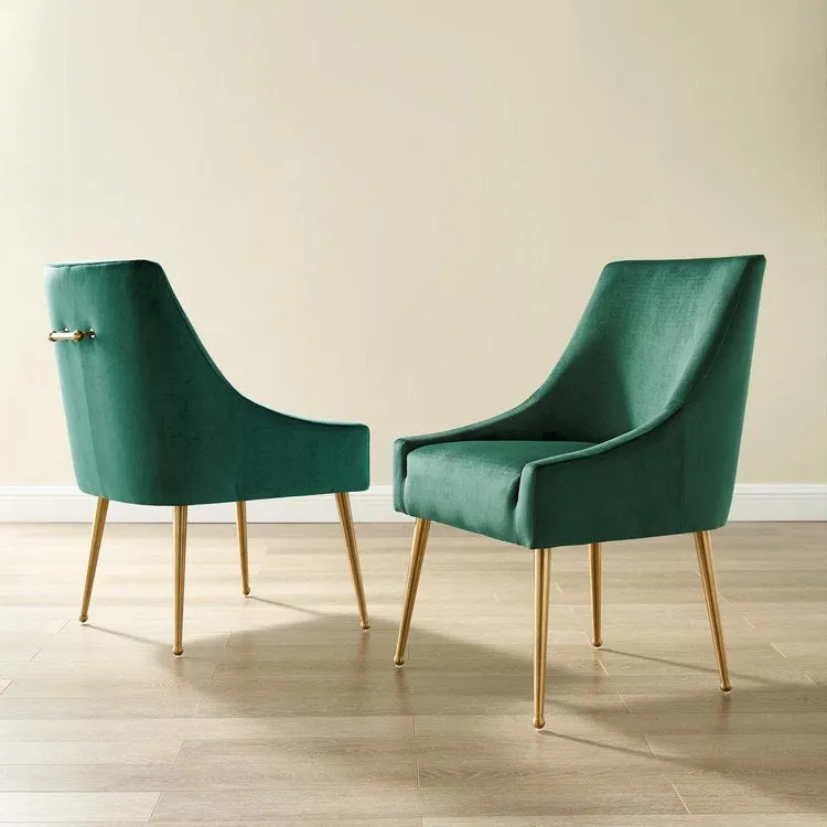 Discern Upholstered Performance Velvet Dining Chairs Set of 2