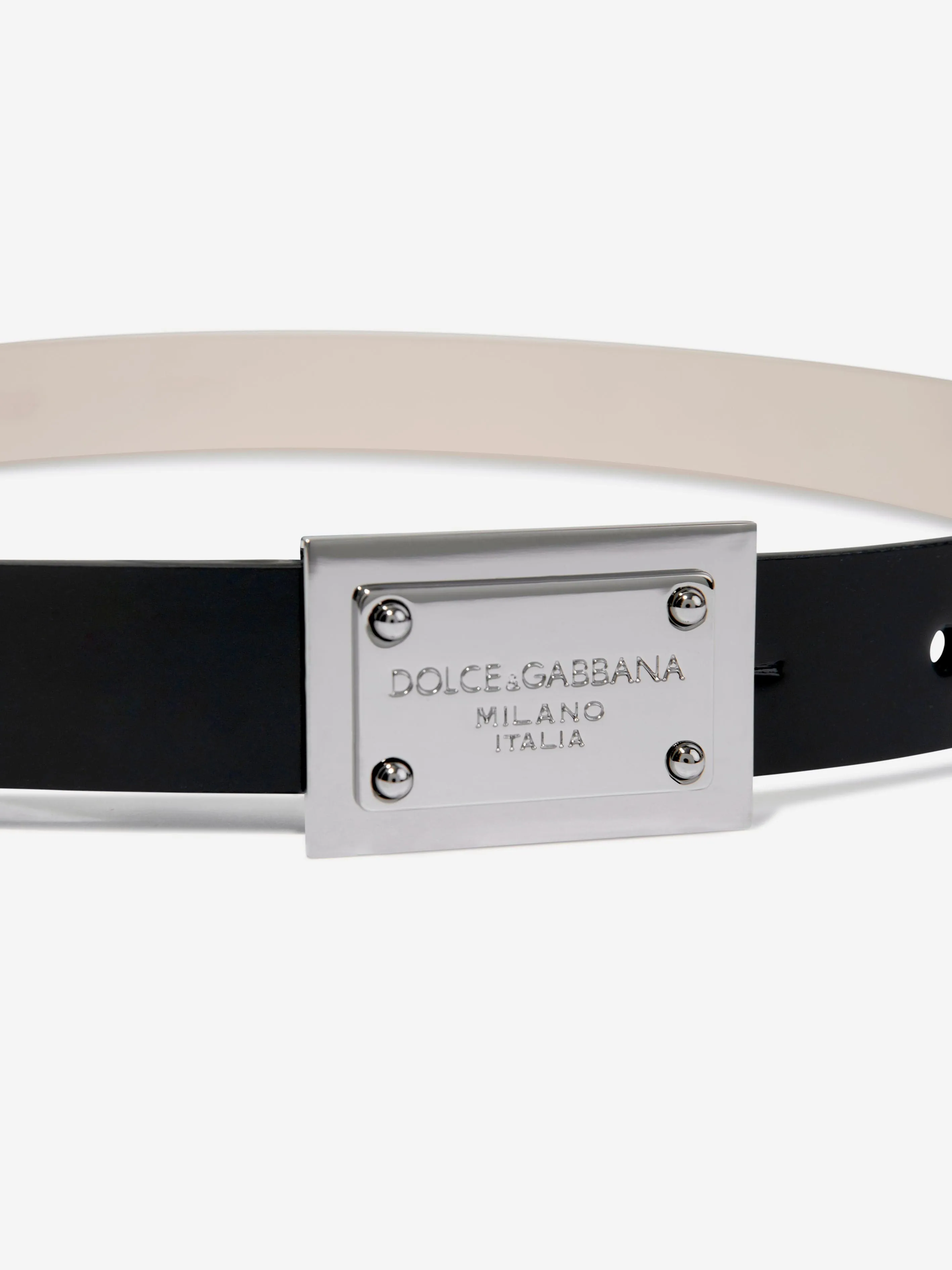Dolce & Gabbana Boys Leather Branded Belt in Black