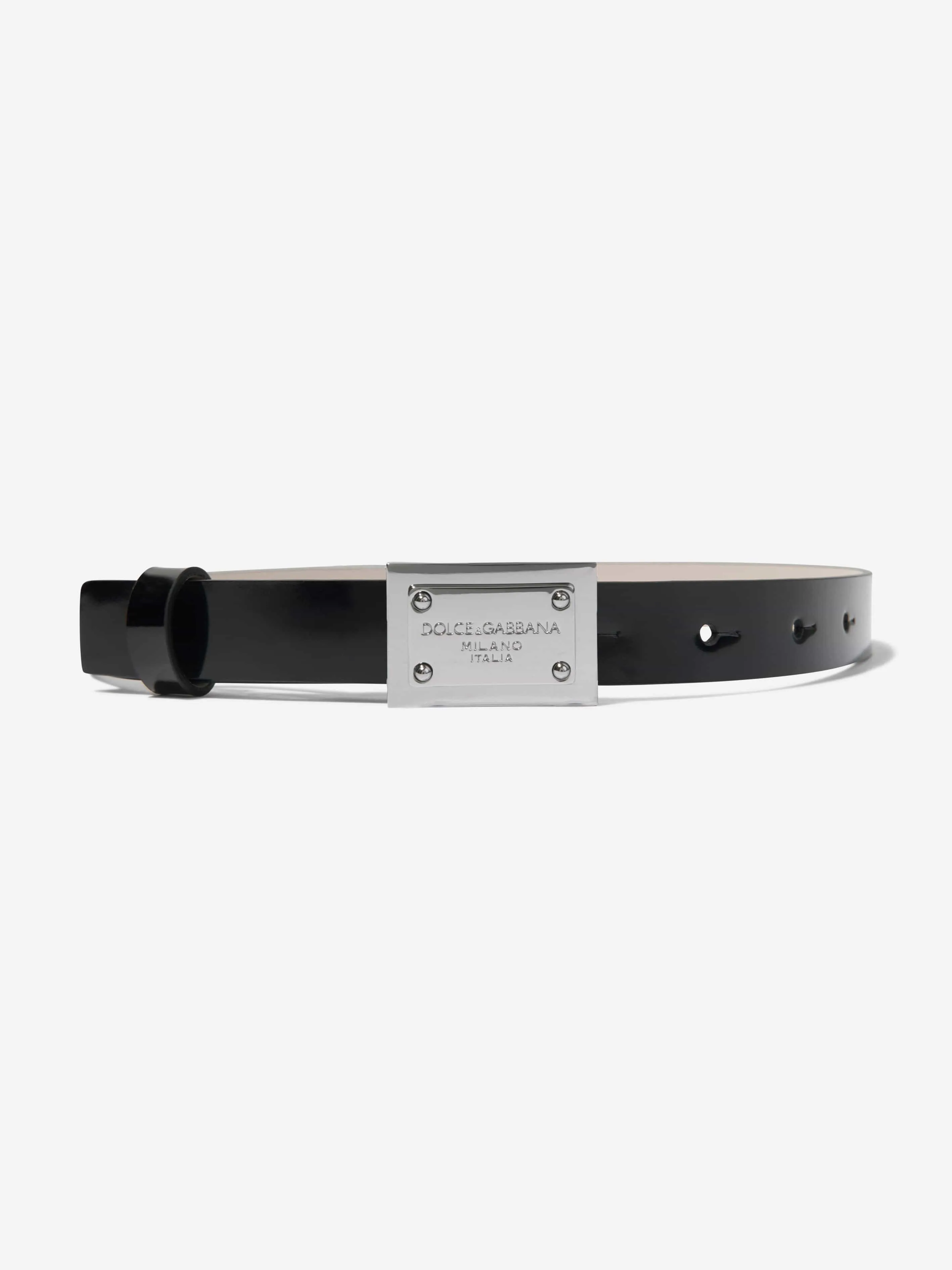 Dolce & Gabbana Boys Leather Branded Belt in Black