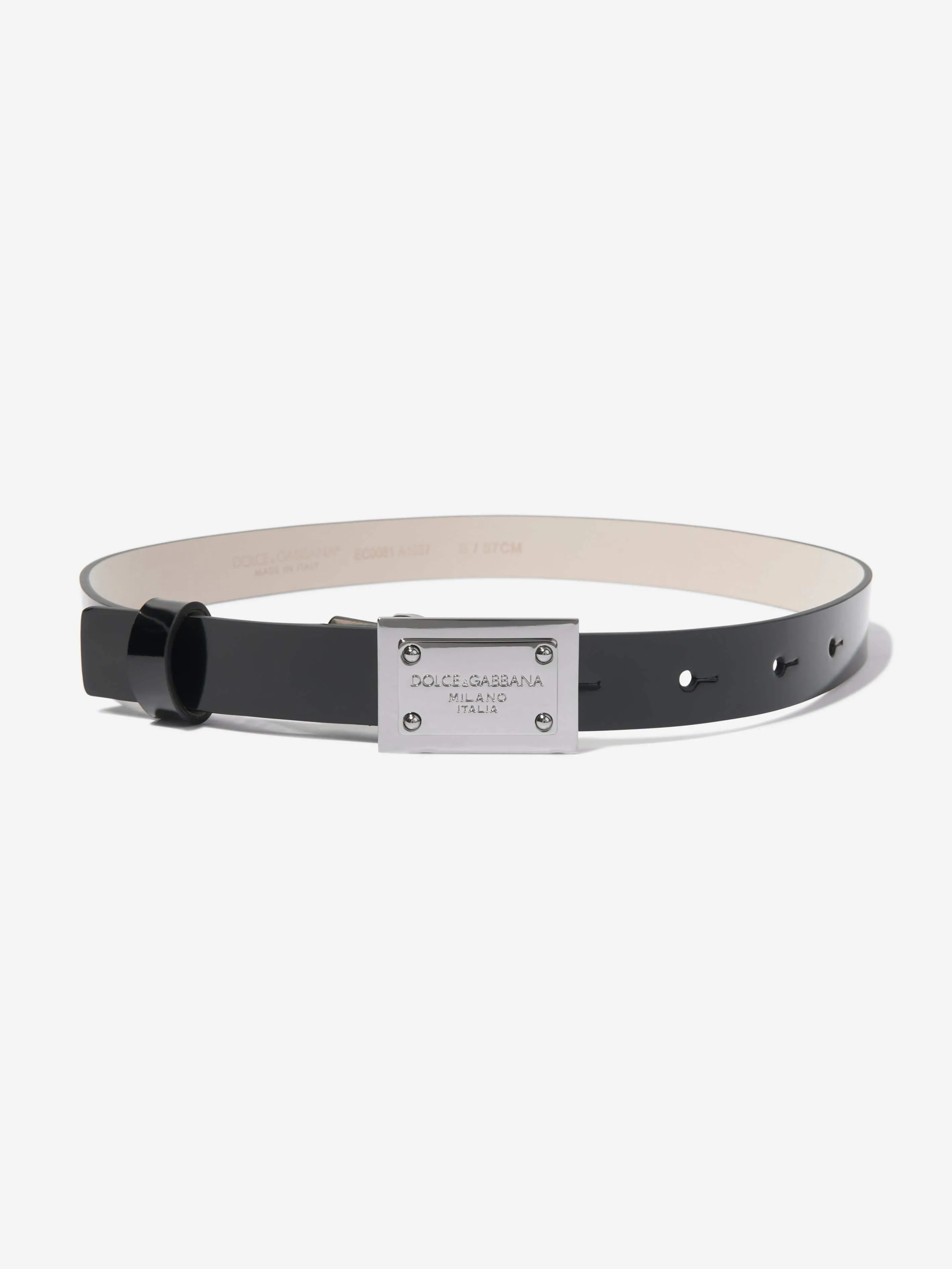 Dolce & Gabbana Boys Leather Branded Belt in Black