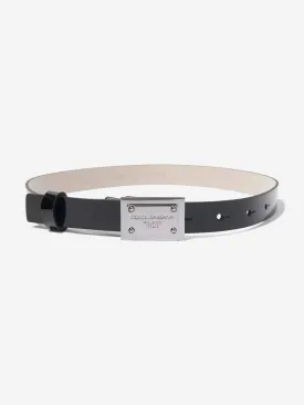 Dolce & Gabbana Boys Leather Branded Belt in Black