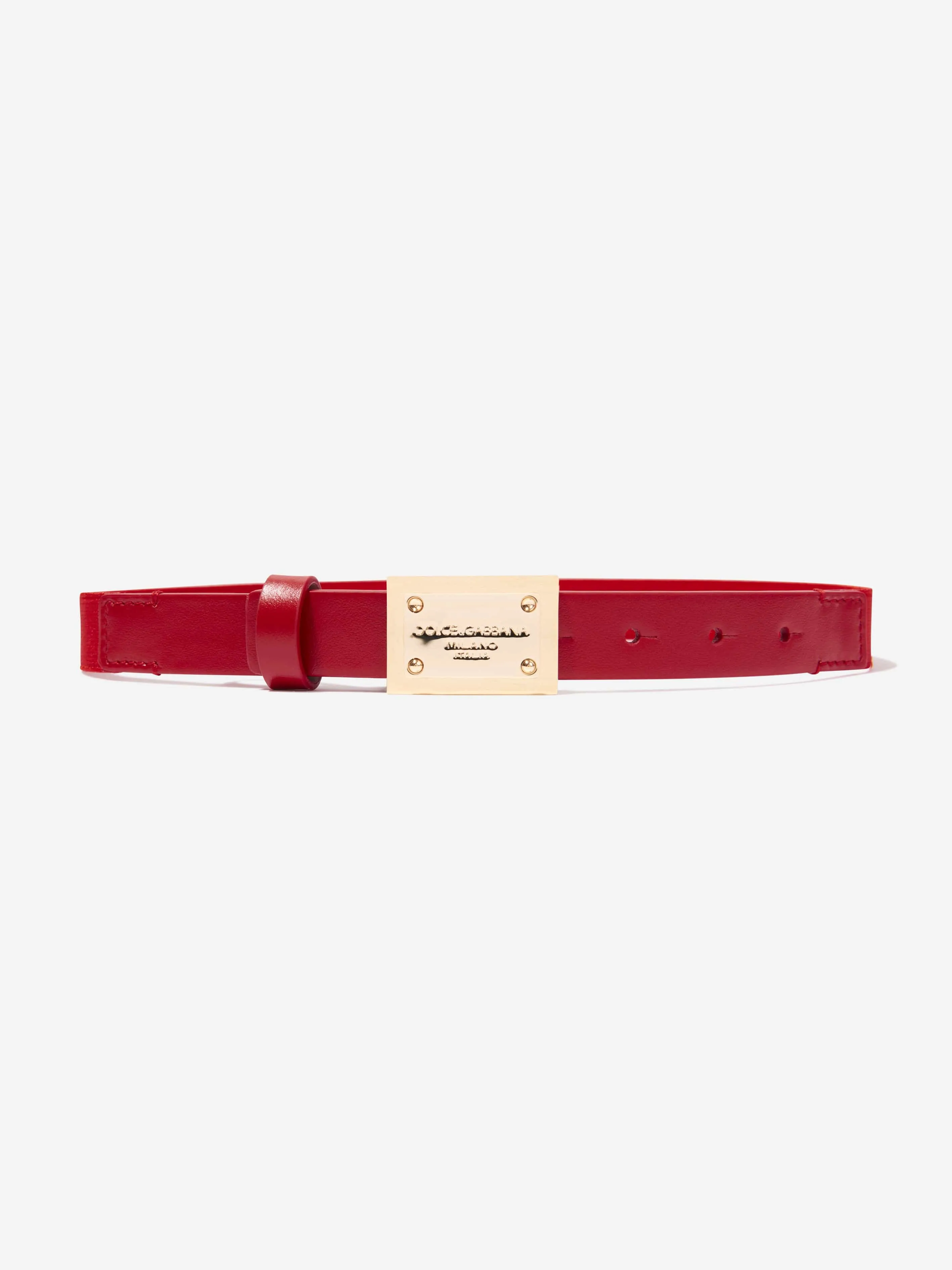 Dolce & Gabbana Girls Leather Branded Belt in Red