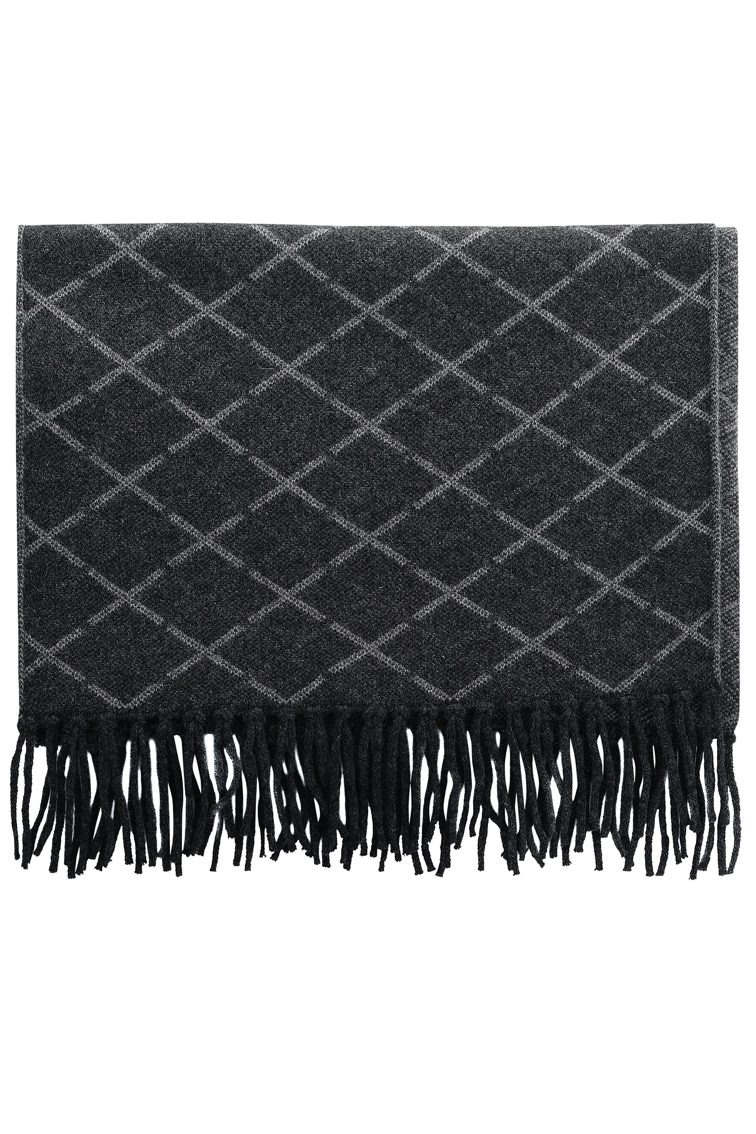 Doubleface Jacquard Cashmere Scarf - Anthra / Grey