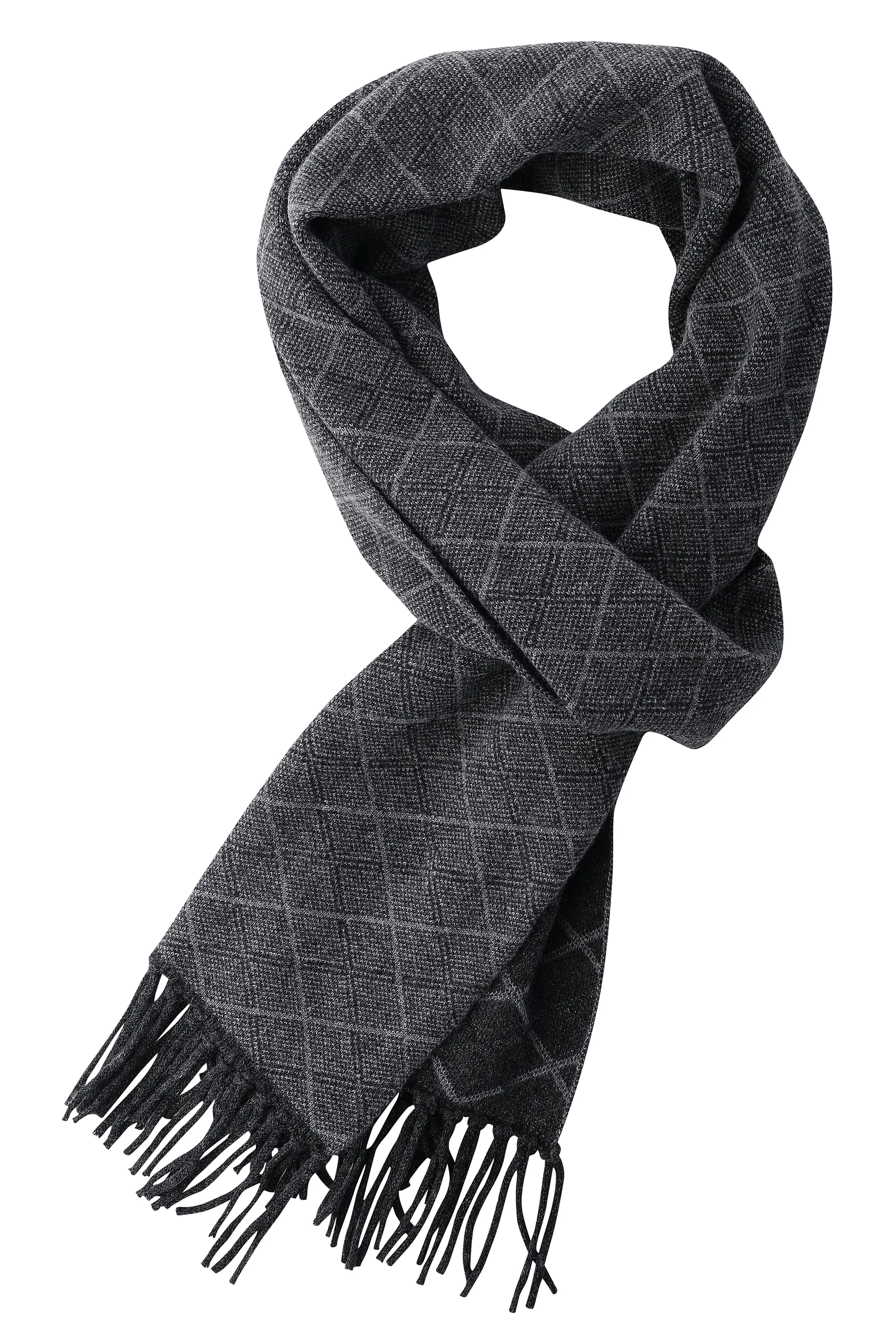 Doubleface Jacquard Cashmere Scarf - Anthra / Grey