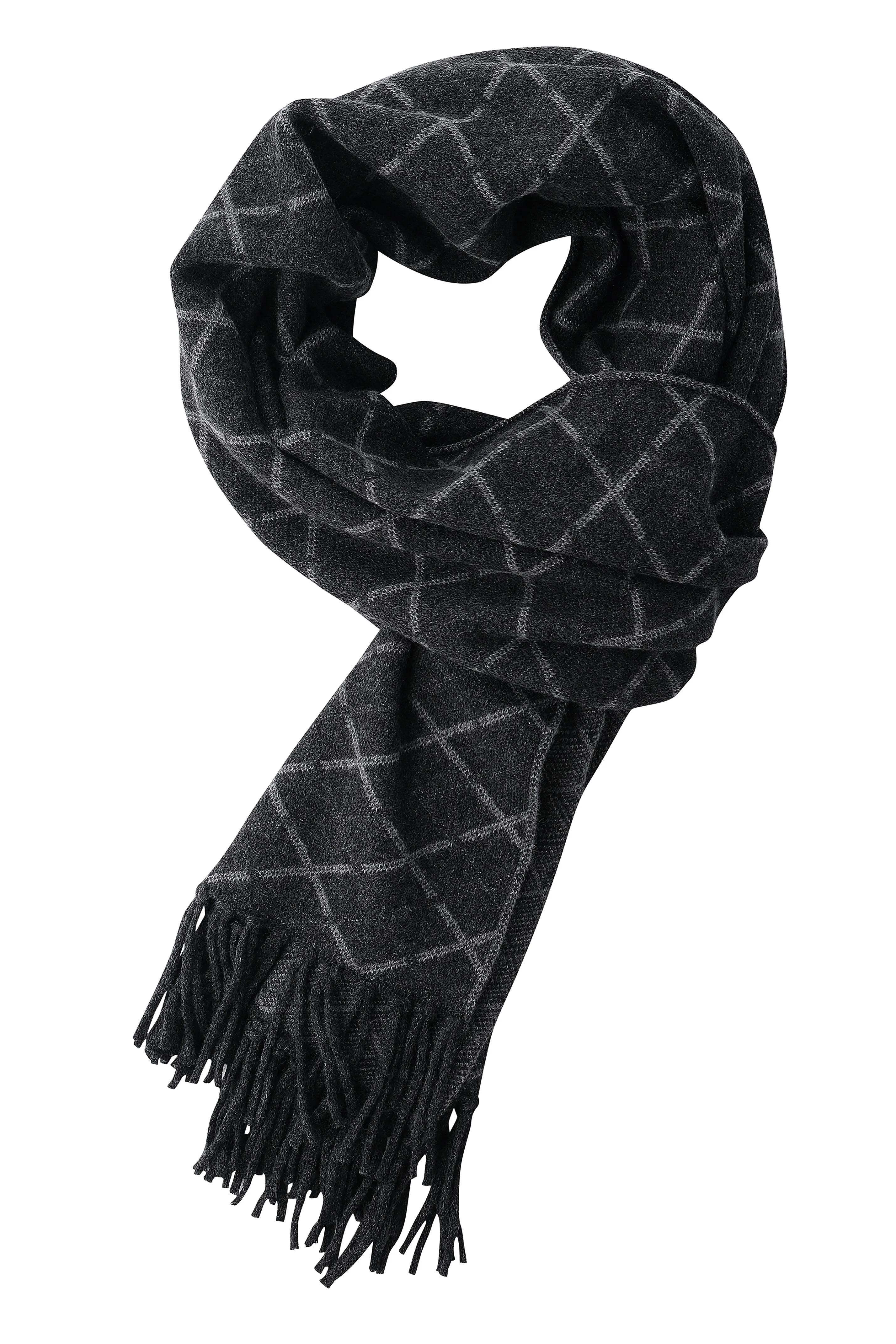 Doubleface Jacquard Cashmere Scarf - Anthra / Grey