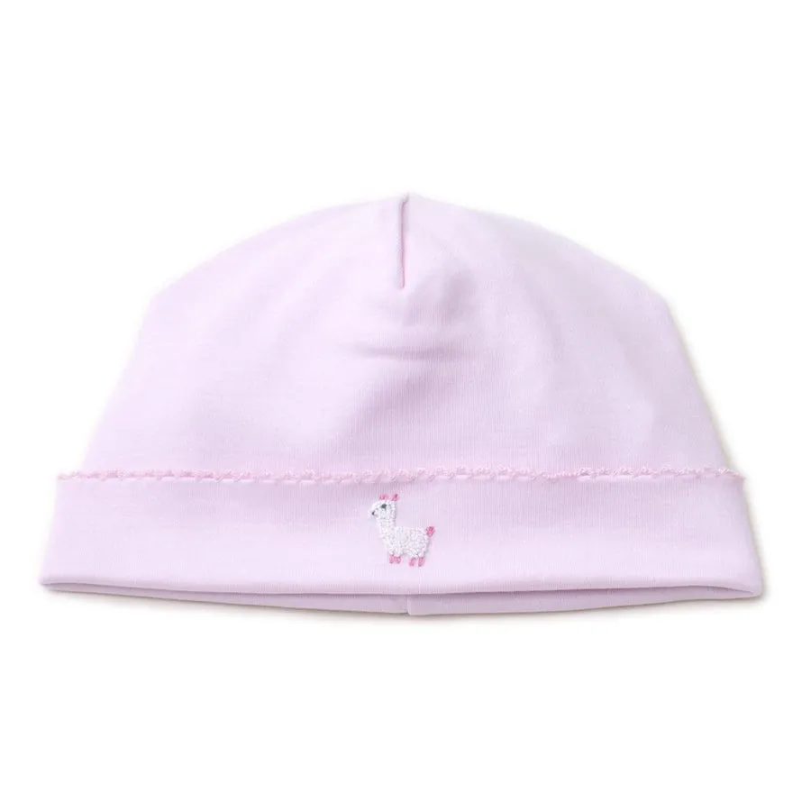 Hand Embroidered Premier Llama Family Pink Hat