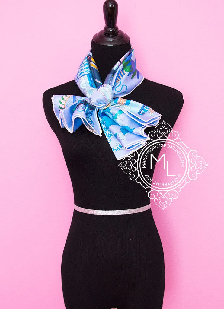 Hermes Ciel Rose Twill Silk 90 cm Les tresors d'un Artiste Scarf
