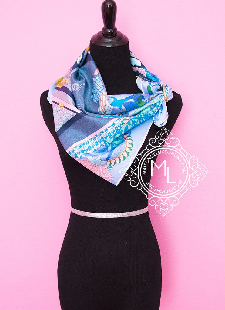 Hermes Ciel Rose Twill Silk 90 cm Les tresors d'un Artiste Scarf