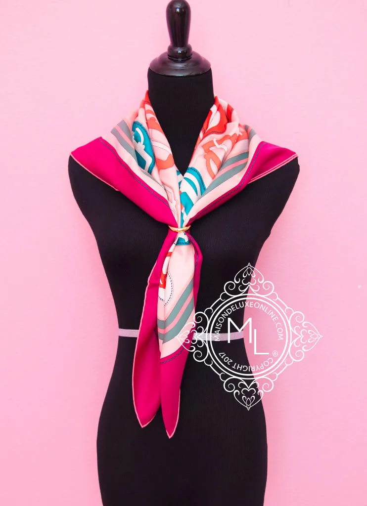 Hermes Pale Pink Twill Silk 90 cm Bouclerie Moderne Scarf