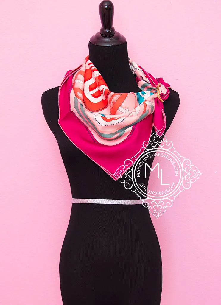 Hermes Pale Pink Twill Silk 90 cm Bouclerie Moderne Scarf