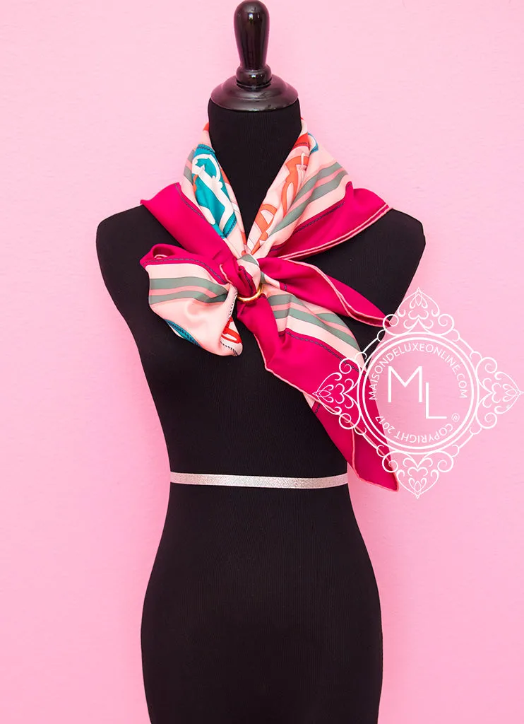 Hermes Pale Pink Twill Silk 90 cm Bouclerie Moderne Scarf