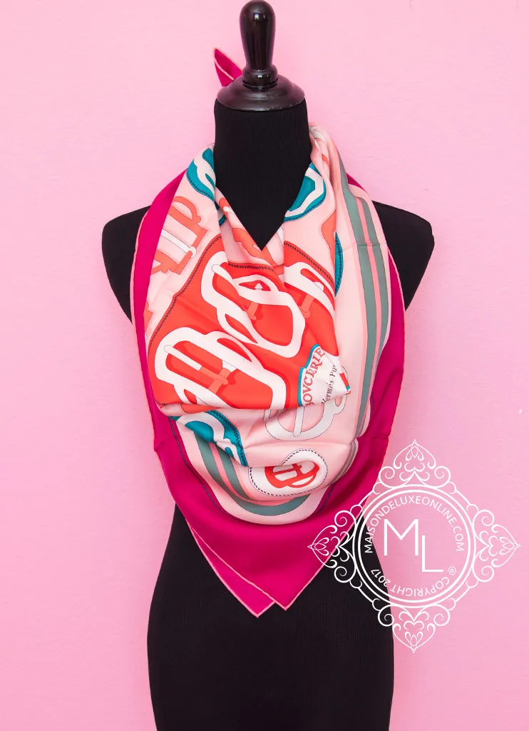Hermes Pale Pink Twill Silk 90 cm Bouclerie Moderne Scarf