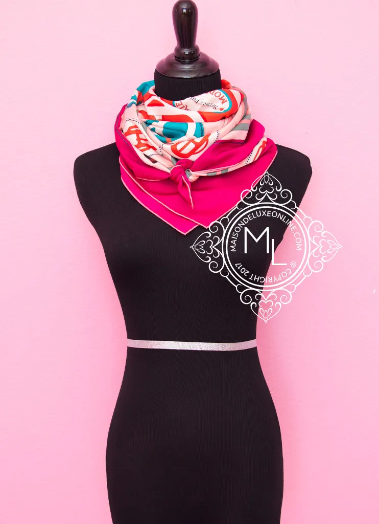 Hermes Pale Pink Twill Silk 90 cm Bouclerie Moderne Scarf