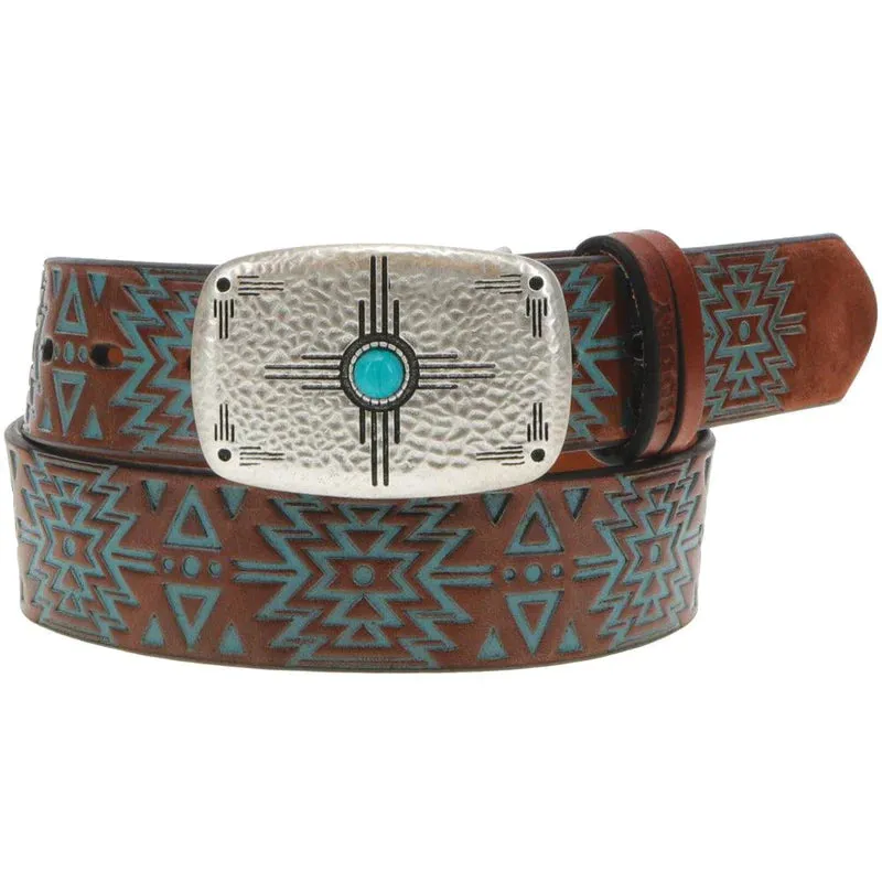 Hooey "Dakota" Brown Turquoise Aztec Belt