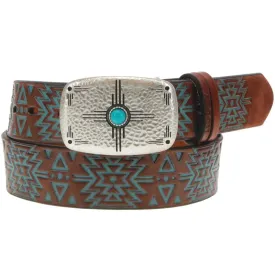 Hooey "Dakota" Brown Turquoise Aztec Belt