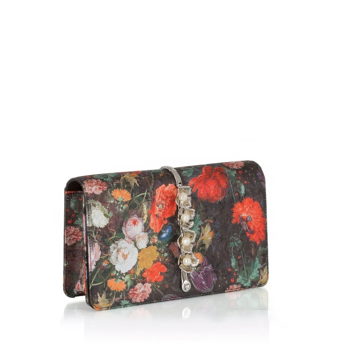 Imperial Orchid Evening Clutch: Designer Evening Bag in Floral Silk