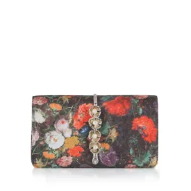 Imperial Orchid Evening Clutch: Designer Evening Bag in Floral Silk