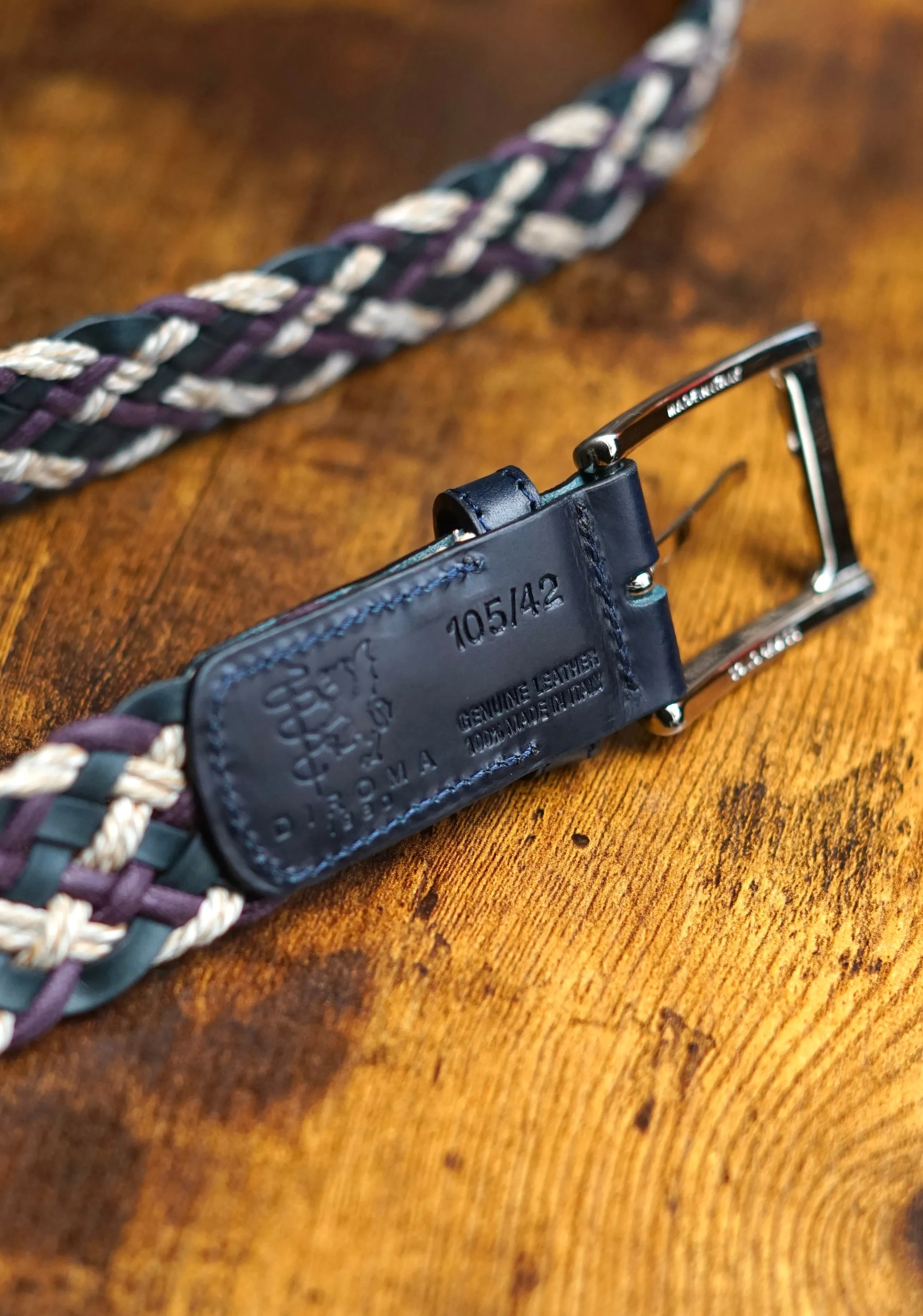 intrecciata Green 100% Leather Belt