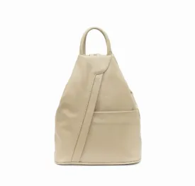 Italian Designer Soft Leather Triangular Backpack Ilaria Beige