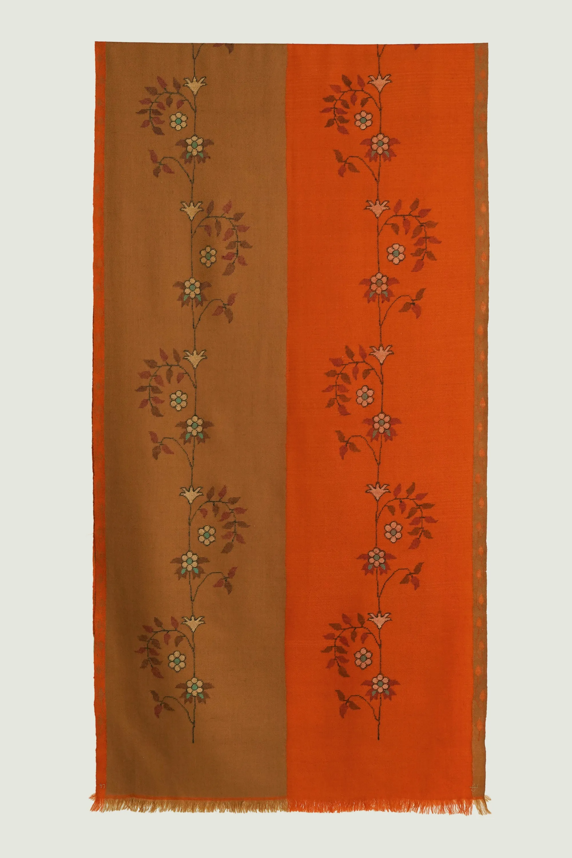 Kani Farwah Hand woven Cashmere Scarf Lacquer Tan